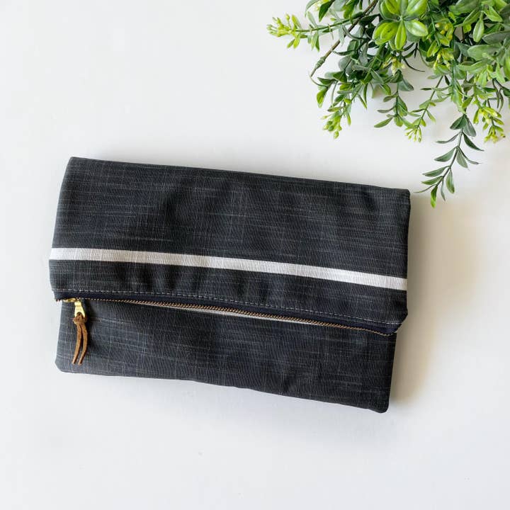 Oversized clutch bag in farmhouse black and white for wholesale by September Skye Bags & Accessories
