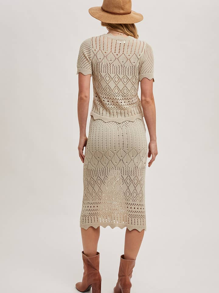 Bluivy – Großhandel Set aus Oberteil und Rock – Damen – GEHÄKELTES STRICKPULLOVER UND ROCK MIT WELLENSAUM-SET6