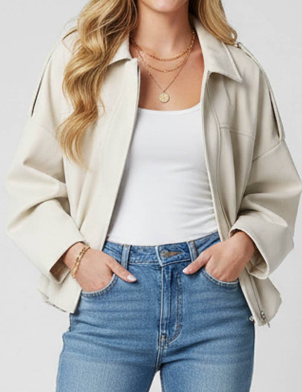 Sweetkama - Wholesale Bomber Jacket - Women's - Ladies Faux Suede Bomber Jacket Shirt Collar Zip-Up Coat15