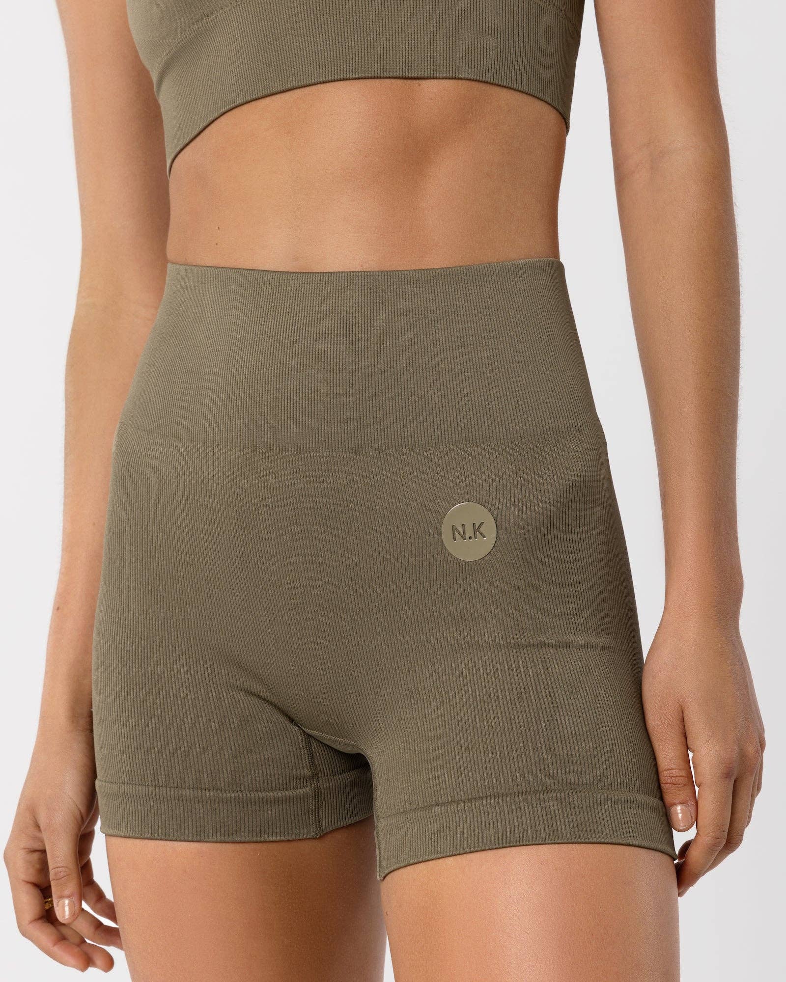 Nicky Kay - Wholesale Athletic Shorts - Women's - 4" Seamless Biker Shorts - Olive Green4