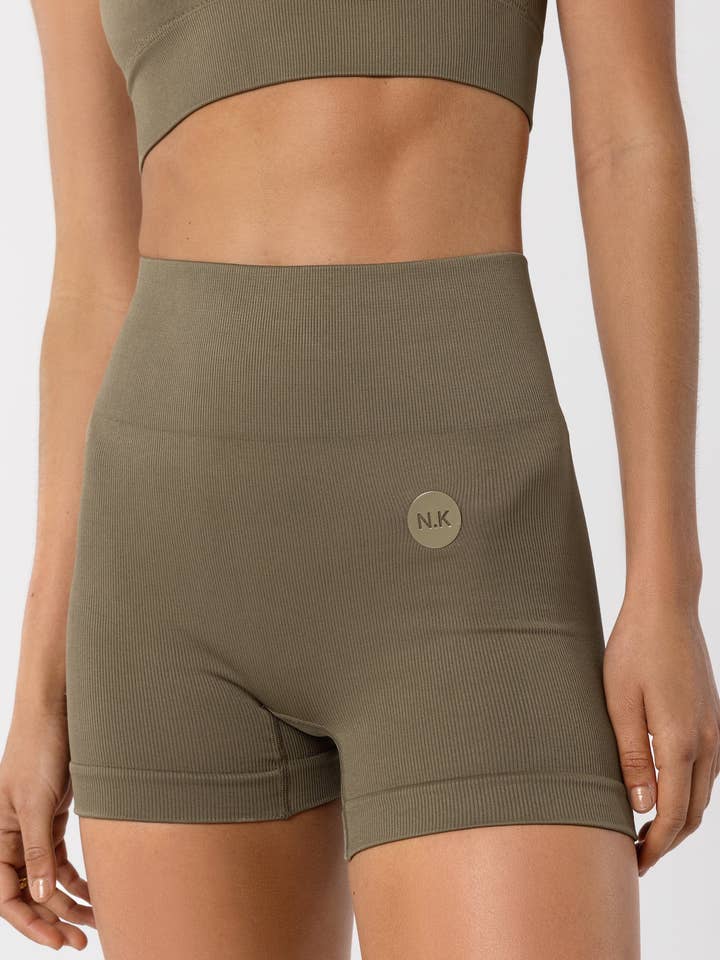 Nicky Kay - Wholesale Athletic Shorts - Women's - 4" Seamless Biker Shorts - Olive Green4