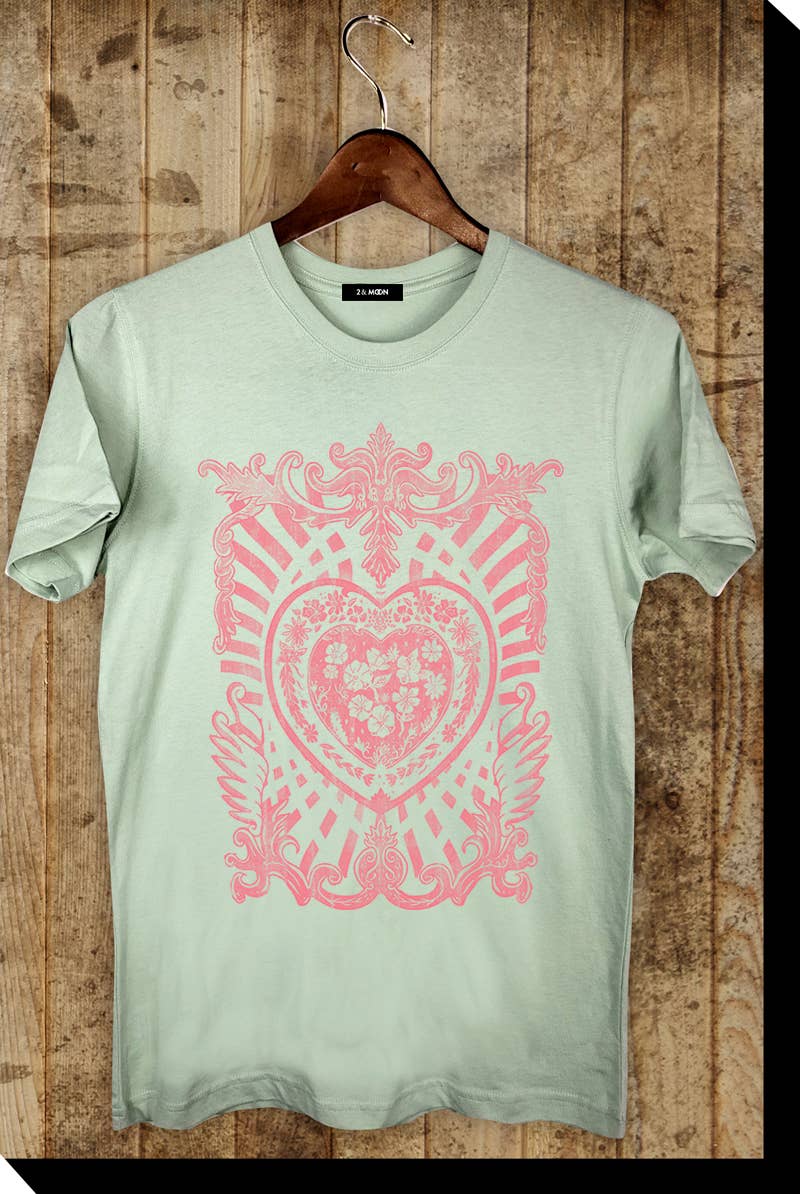 2&moon - Wholesale Screen Printed T-Shirt - Women's - Heart Graphic Tee3