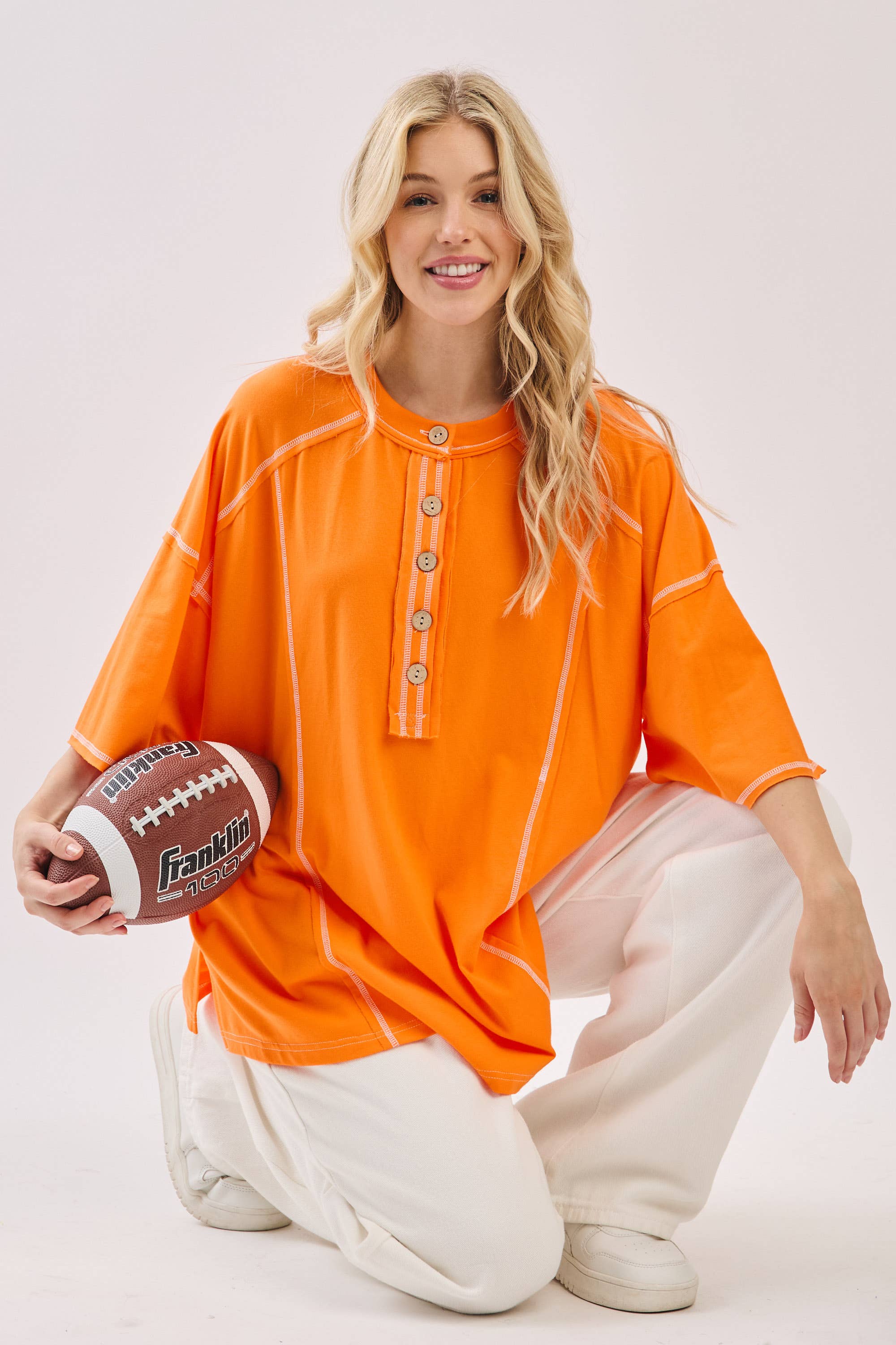 Sewn and Seen – Túnica - Mulher por atacado – Henley Relaxado com Botões36