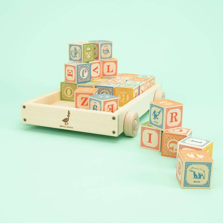 Uncle Goose - Vente Cubes de jeu – enfant et bébé - Uncle Goose Ensemble de blocs ABC classiques avec chariot3