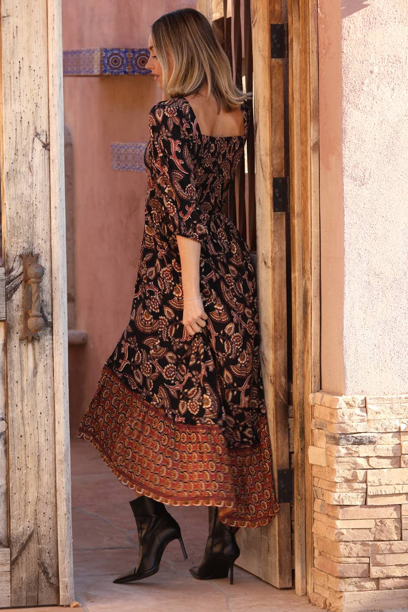 Wholesale C4A42-A889 V NECK TWIST FRONT HALF SLEEVE MAXI DRESS W