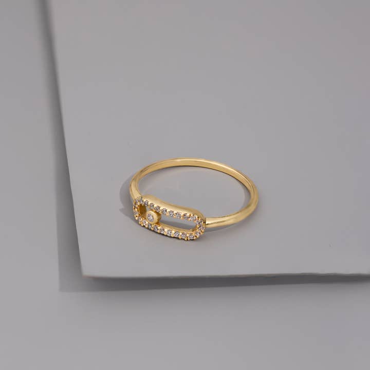 Bague Connect Pave en or vermeil 14 carats pour la vente par Wanderlust + Co