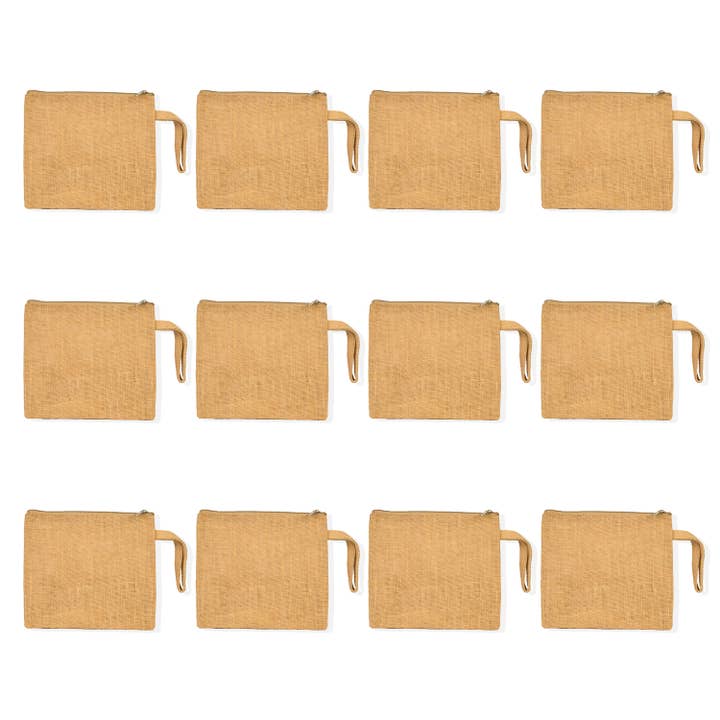 Confezione da 12 Borse in Juta con Cerniera 7"Hx8"L Articoli da Toeletta & Fai da Te per la vendita all'ingrosso da parte di ecojutebags