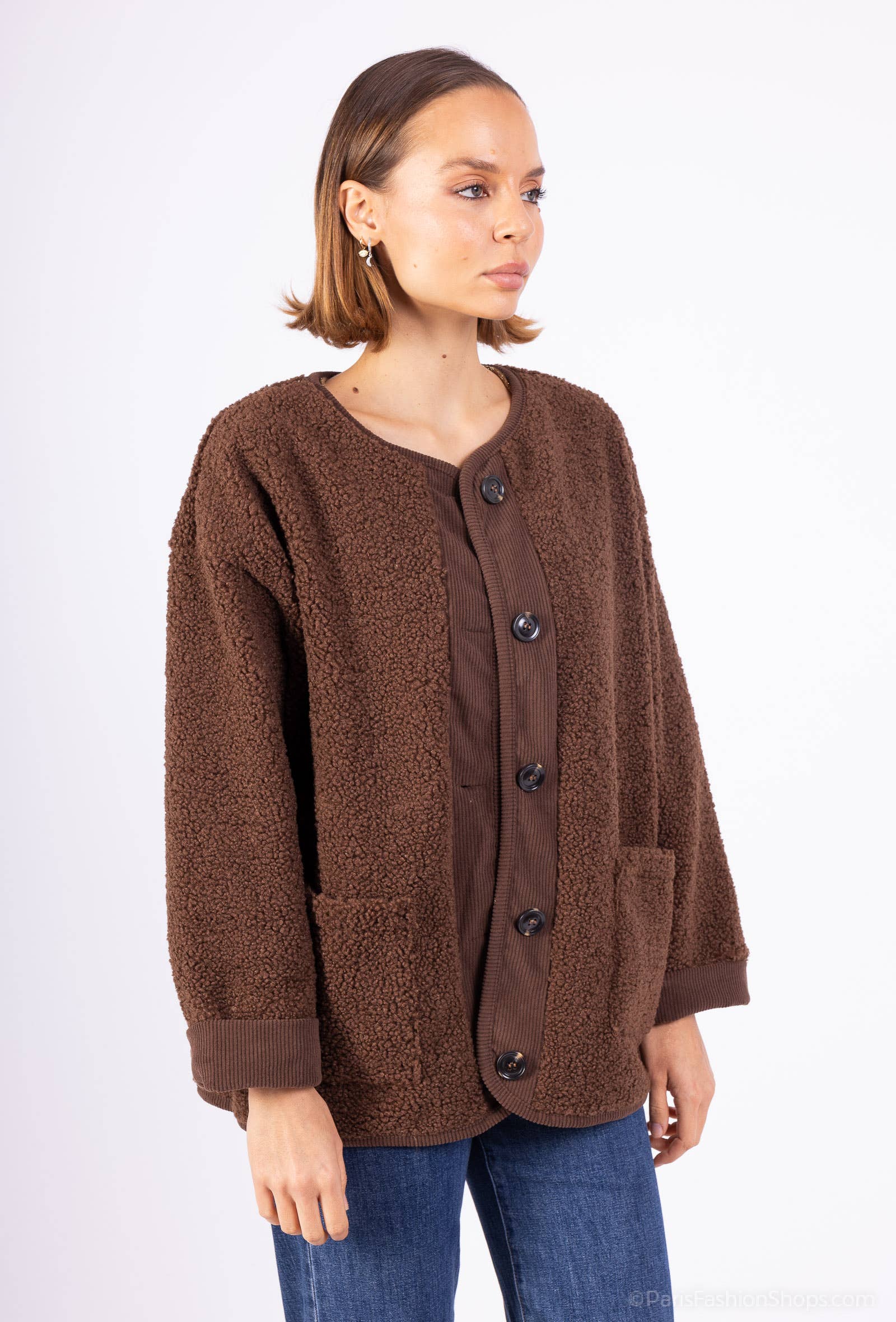 Mimi & Gogo - Venta al por mayor Chaqueta - Mujer - Chaqueta de Piel con Botones @71359_VeBoutMoumoute9