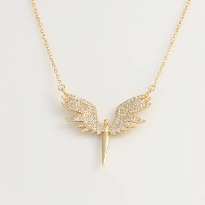 Collana con angelo in cristallo per la vendita all'ingrosso da parte di Herzschmuck.ch