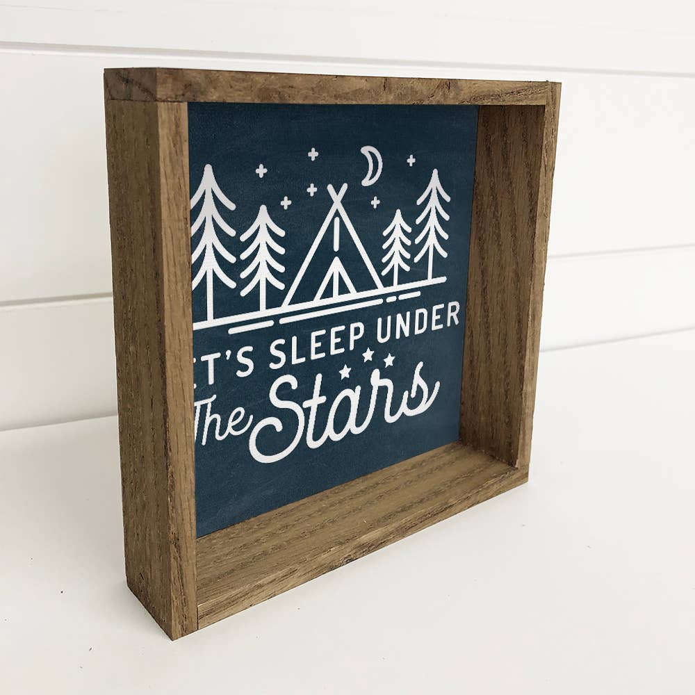 Hangout Home - Wholesale Sign - Lets Sleep Under the Stars - Wood Framed Canvas Word Sign1