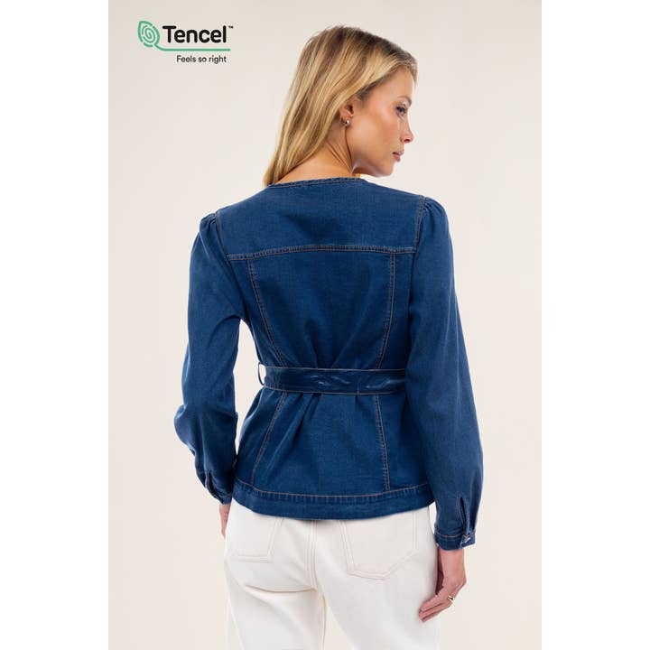 Naked Zebra - Wholesale Jacket - Women's - Deep V Tencel Jacket With Waist Tie6