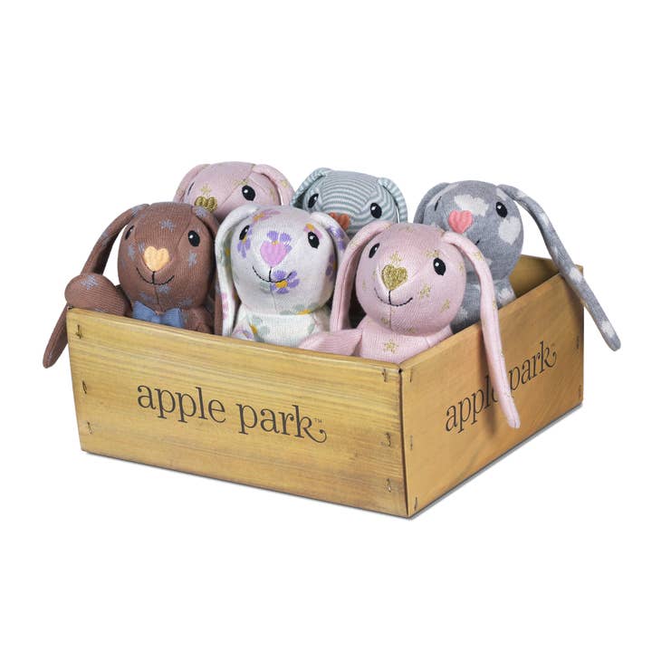 Organisk Stickad Mönstrad Bunny Bushel - 6 blandade för wholesale av Apple Park