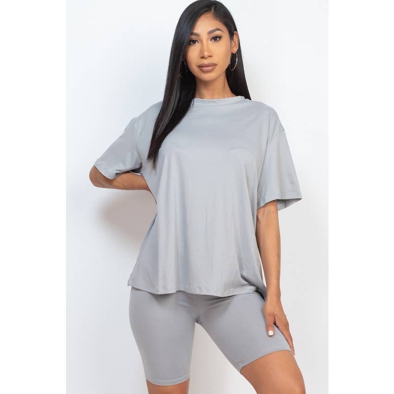 Paperdoll - Venta al por mayor Conjuntos de top y pantalón corto (NO para estar en casa) - Mujer - Conjunto de camiseta holgada de ajuste suelto y pantalones cortos de ciclismo9