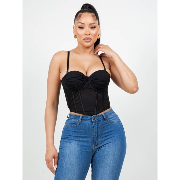 TOP CORSETTO A CUORE IN RETE SOLIDA per la vendita all'ingrosso da parte di DORCAS