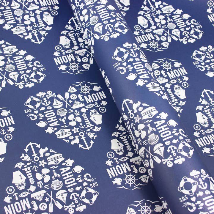 Nordic Gift Wrap by Heart made from Recycled Paper for wholesale by Bow & Hummingbird