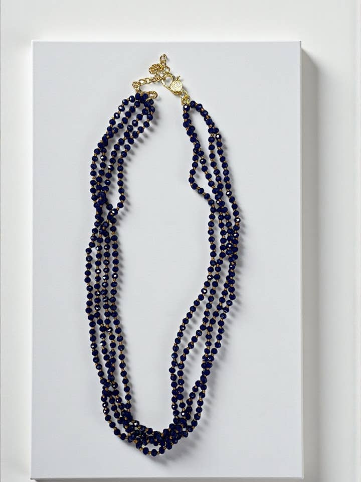 18" vierstrengs handgeknoopte 4mm kobaltblauwe vibes ketting voor wholesale door Ava Capri