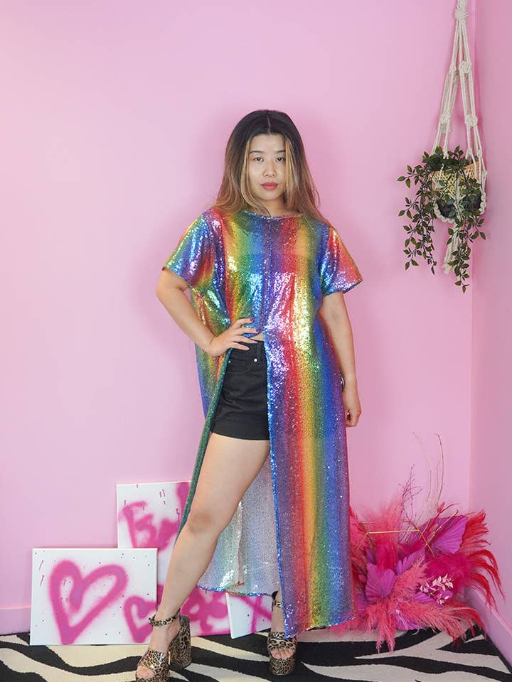 Neon Pastel Rainbow Split Dress for wholesale by Isolated Heroes