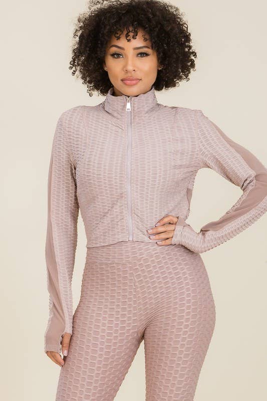 Vibrato Clothing - Wholesale Athletic Jacket - Women's - SHP001-J-Mesh-Panel Sleeve  Full Zip Up Active Jacket18