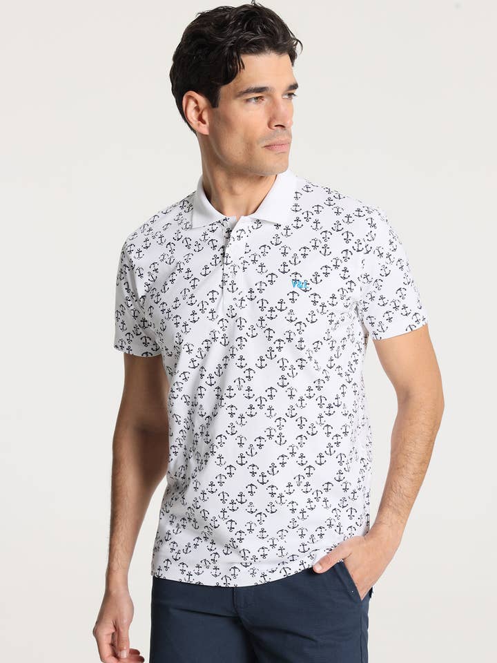 V&LUCCHINO - Kortærmet polo med ankerprint for engroshandel hos PAUSANT SHOP ONLINE