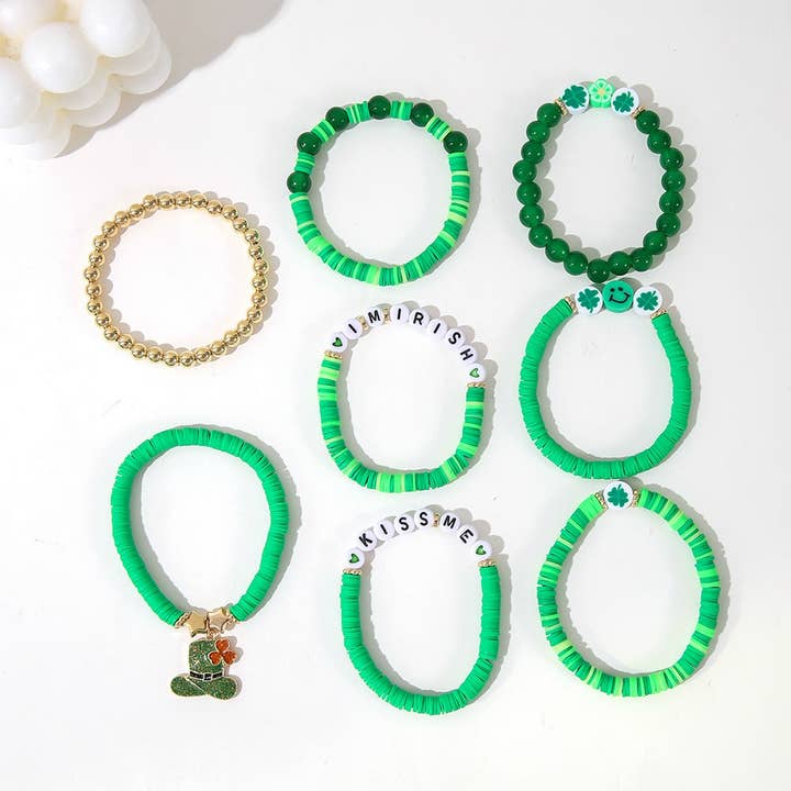 Green ST. PATRICK'S DAY FOUR LEAF CLOVER HAT BRACELET_CWMM3500 for wholesale on Faire3
