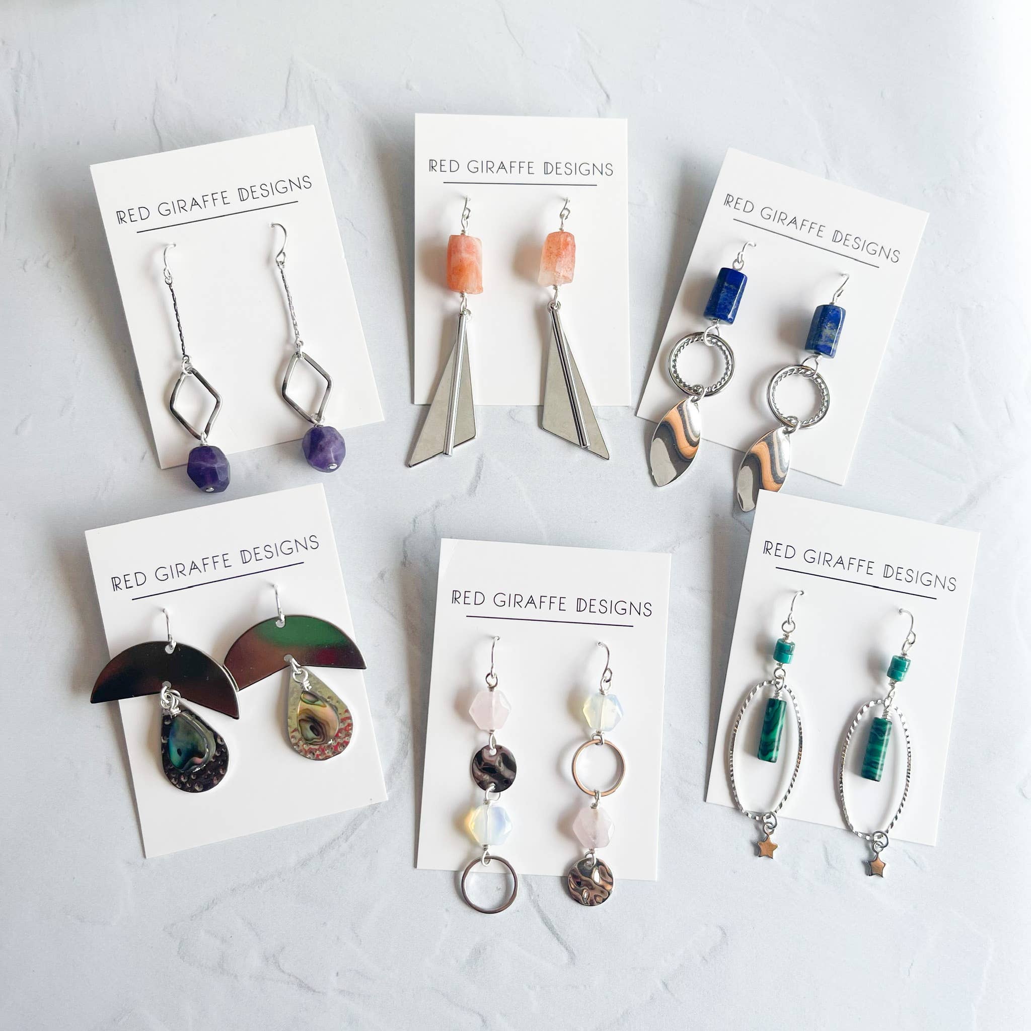 Red Giraffe Designs - Wholesale Dangle Earrings - Assorted Long Silver Earrings2