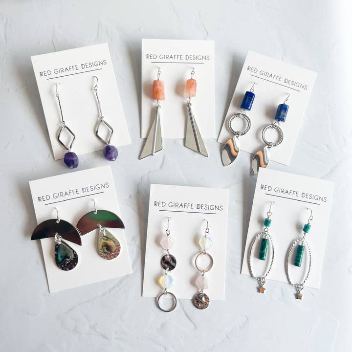 Red Giraffe Designs - Wholesale Dangle Earrings - Assorted Long Silver Earrings2