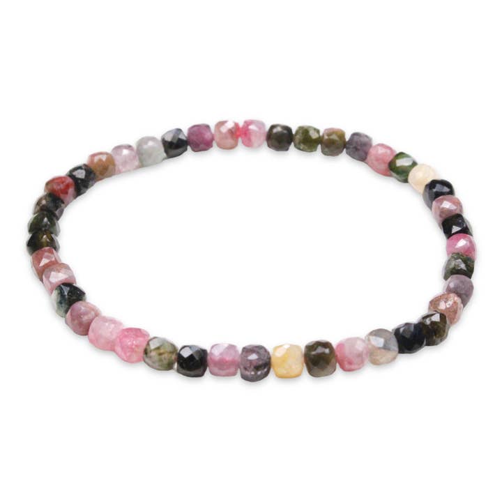 A+ Cube 4x4 mm Multicolor Tourmaline Bracelet for wholesale by Foliesbijoux