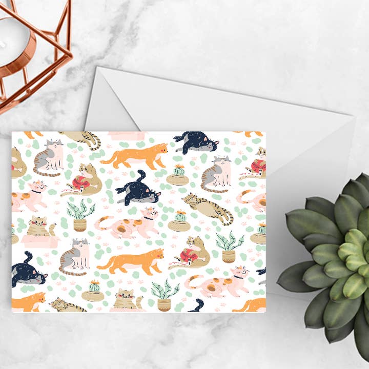Cats + Plants Notecards - Cat Gift Notecards for wholesale by The Stylish Scribe