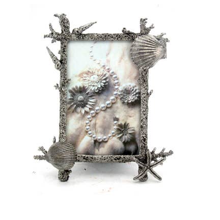 Modern Coastal by Contrast Inc. – Großhandel Bilderrahmen – Pewter Pektin Muschel Rahmen (4x6")