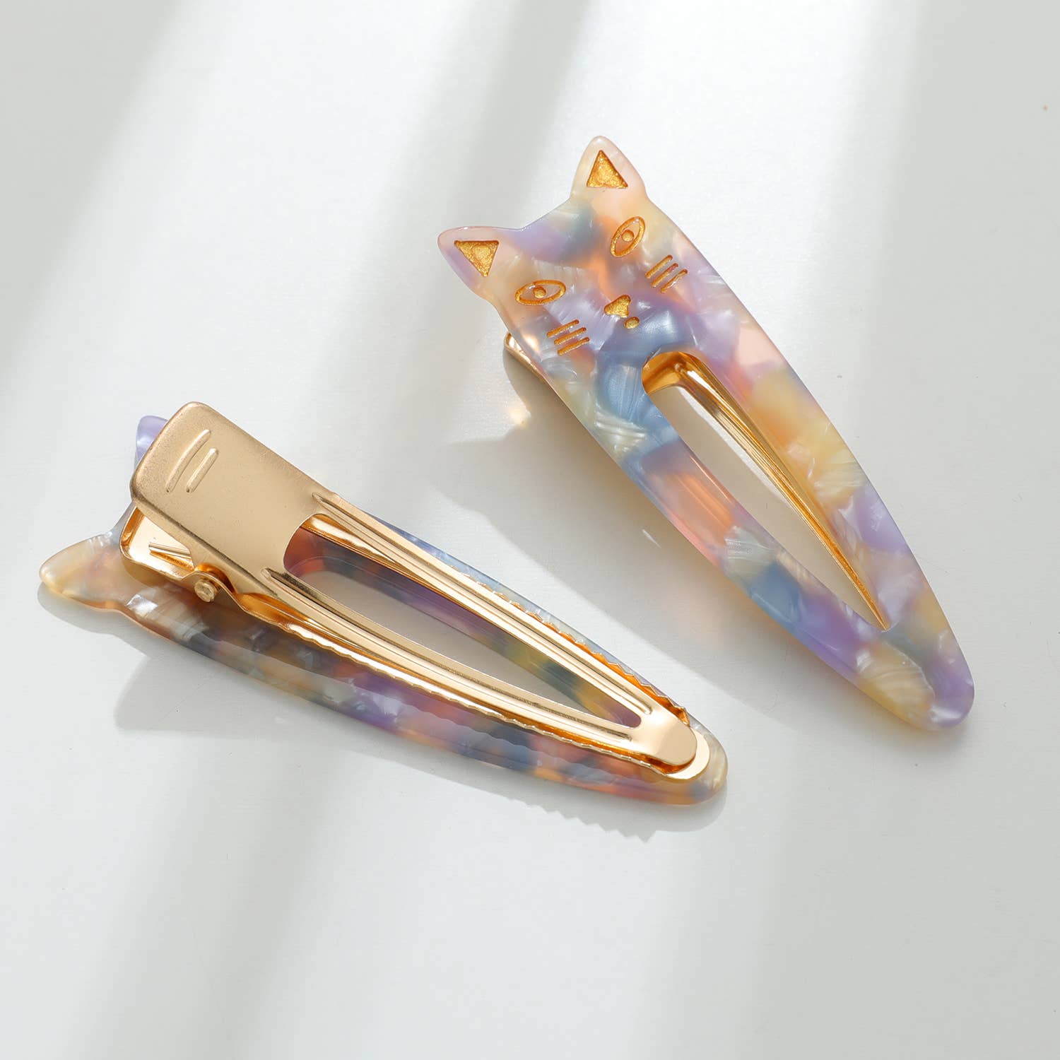 Adorro - Vente Pince à cheveux – femme - Elodie | Lot de 2 barrettes en forme de tête de chat pointue21