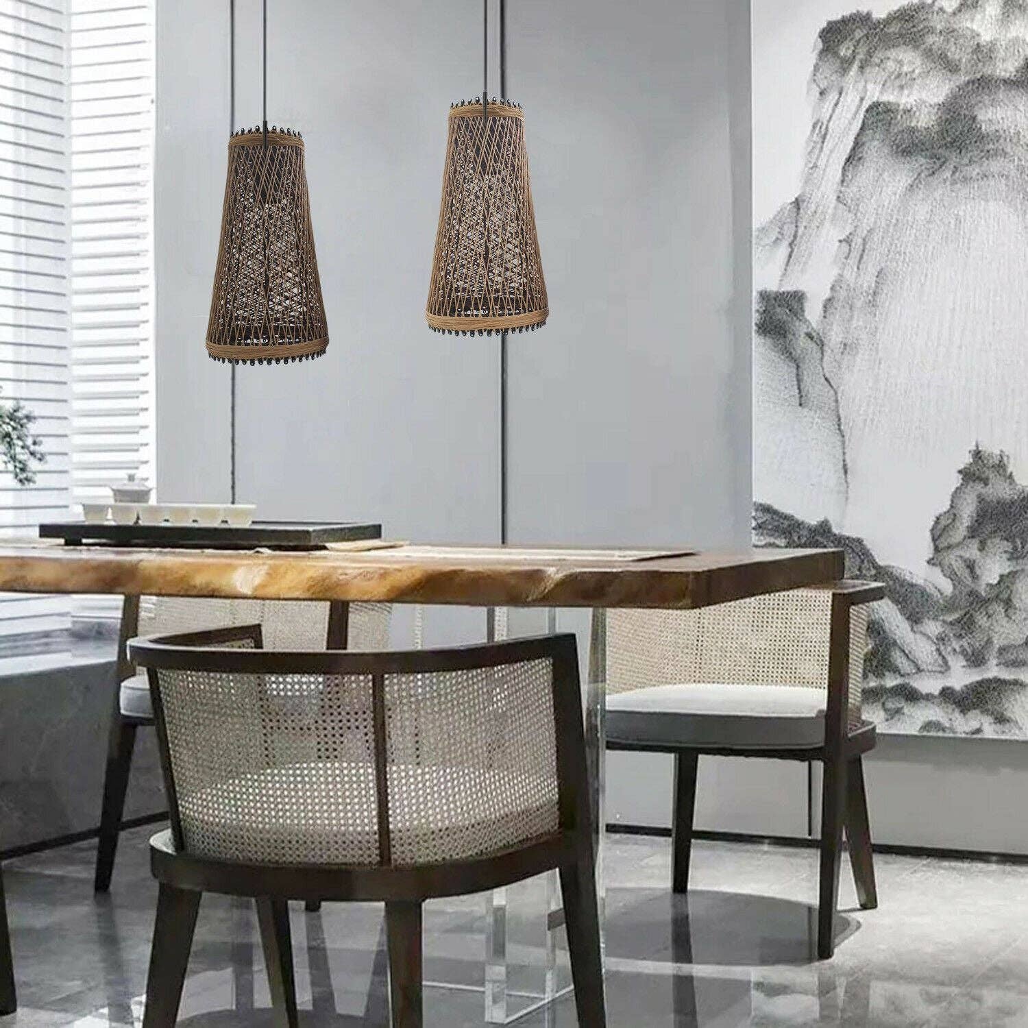 Ledsone - Wholesale Chandelier/Hanging Light - Modern Pendant Light Rattan Wicker Basket Ceiling Pendant4