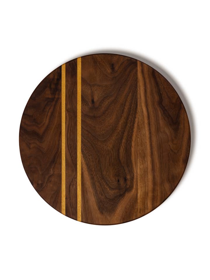 12" Round Walnut Charcuterie and Cheese Board for wholesale by Pino Grande Woodworking