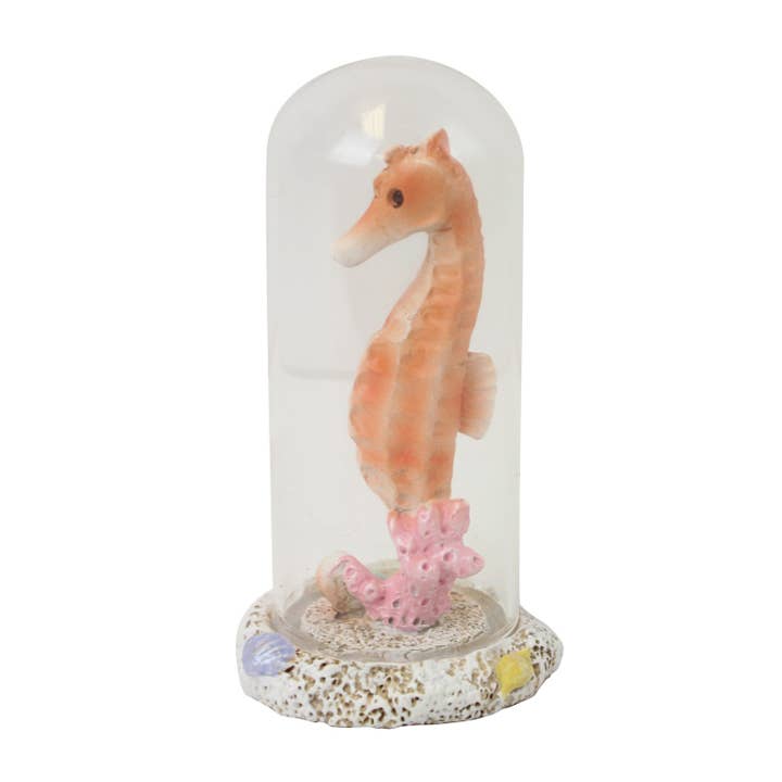 Beachcombers - Wholesale Decorative Tabletop Object - SALE 3" Polyresin Seahorse In A Glass Dome