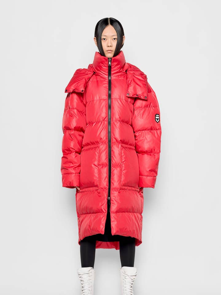 Casaco Longo Puffer Vermelho Candy por atacado de MIRA VISIONARY