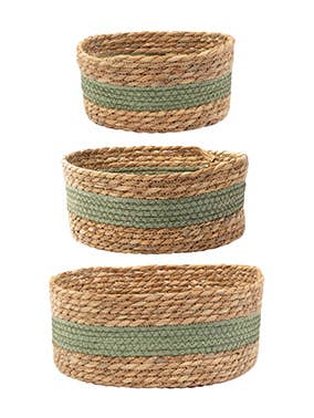 Baskets Tan and Green, Dish Gardens, Set of 3 Item # 65245 for wholesale by Napco