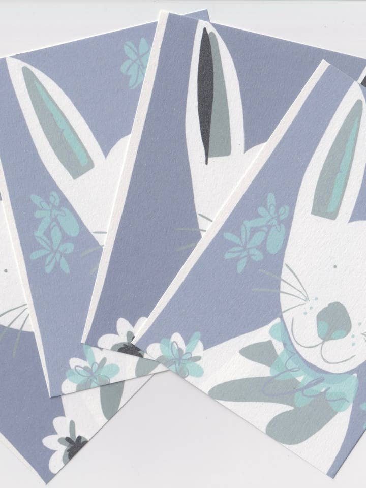 Vit kanin vykort Set för wholesale av Jenny Robson Design