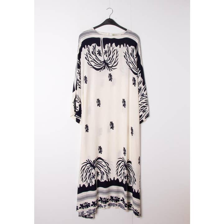 Vestido longo Amina com estampa tropical em tecido lyocell por atacado de LUSA MODE