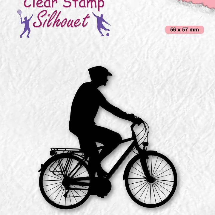 Ecstasy Crafts Distributing - Wholesale Rubber/Decorative Stamp - Nellie's Choice Clear Stamp Silhouette Sports - Cycling
