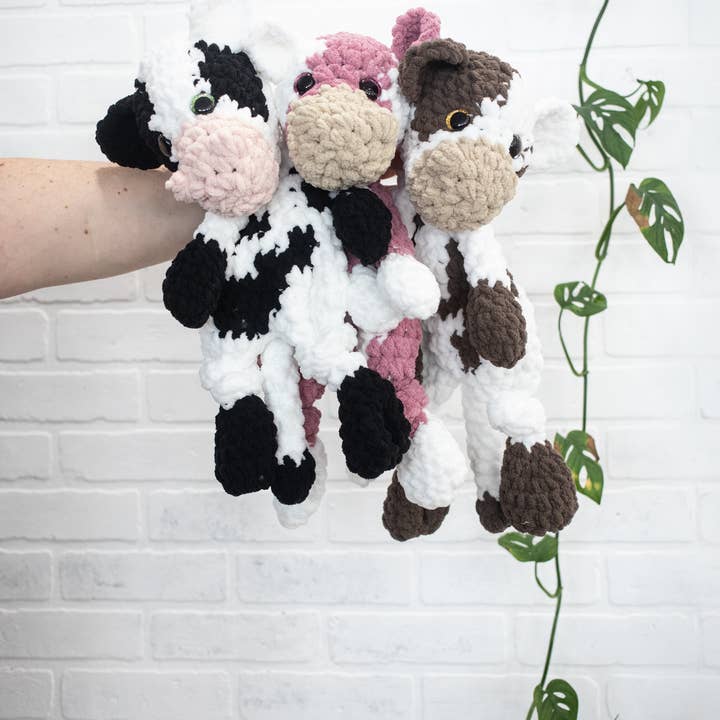 The McGarvey Workshop - Wholesale Stuffed/Plush Toy - Kids & Baby - Chocolate Milk Cow Lovey, Cow Stuffed Animal, Crochet Brown and White Cow Snuggler,5