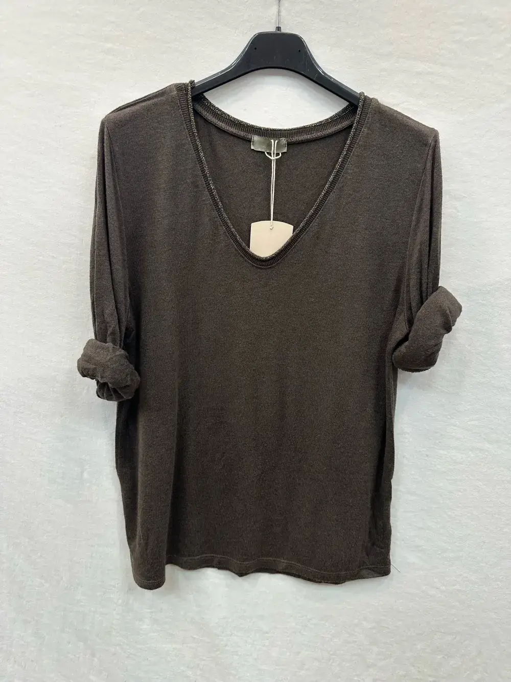 Mimi & Gogo - Wholesale Knit Top - Women's - Fine Knit Top With Lurex Collar @5611_HColLux1