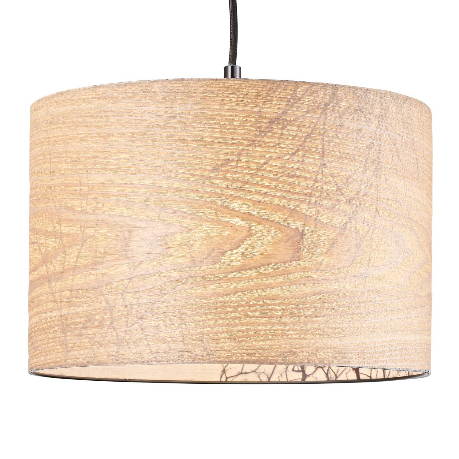 Light Brown Eco Friendly Bamboo Wood Effect Lampshade with Black Woodland Trees Inner Lining for wholesale on Faire1