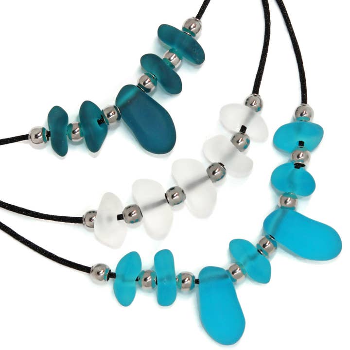 23FS5 Cultured Glass 5-7 Piece Focal - 3 Necklaces, Asstd for wholesale by Sea Ranch Jewelry
