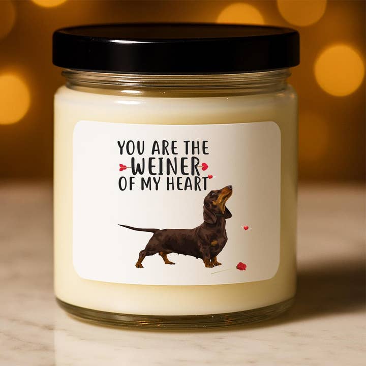 Funny Dachshund Valentine's Candle - Cute Romantic Home for wholesale by VenusArtsShop