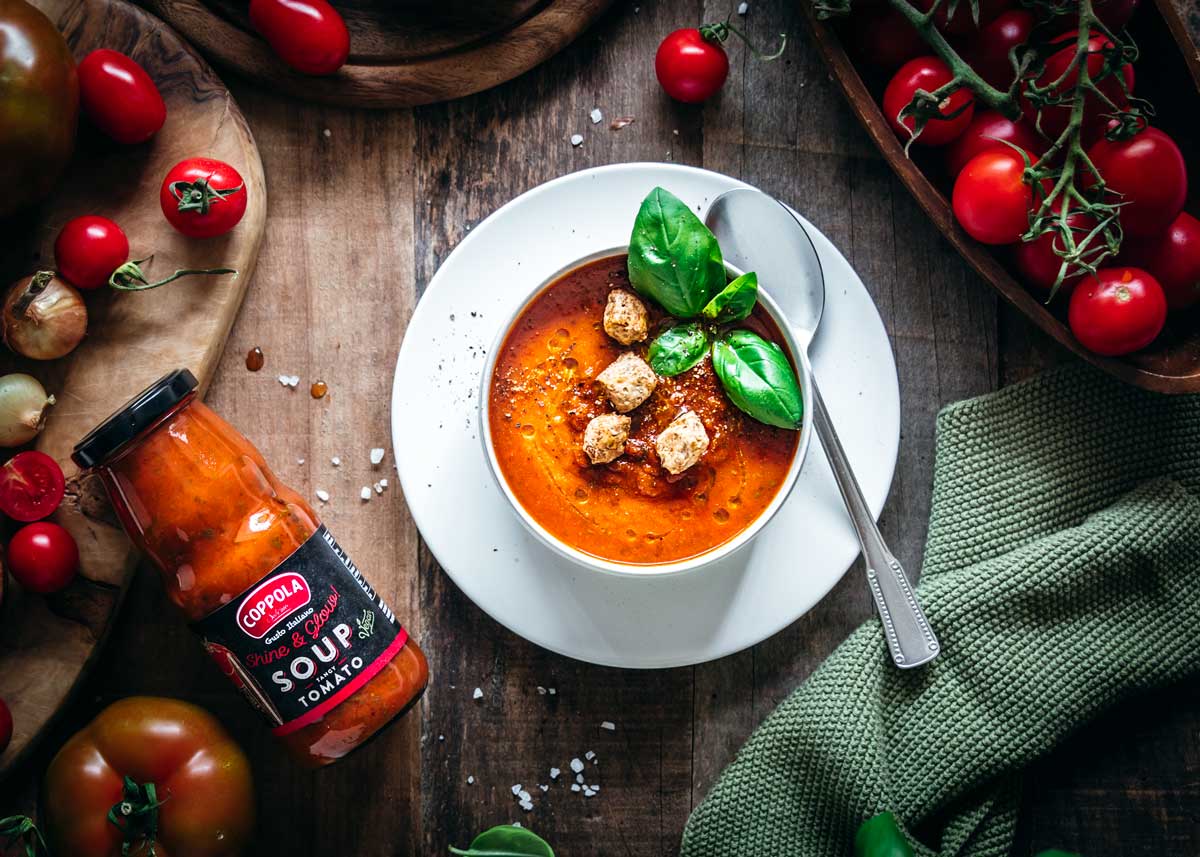 Gourmica - Wholesale Soup - Coppola Shine & Glow! Soup with Tomato, Basil, EVOO (350g)1