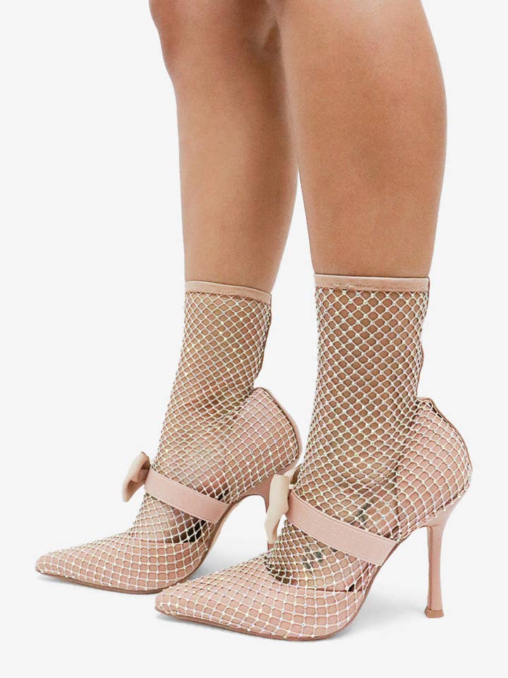 Lemonade Shoes - Wholesale High Heels - Women's - GAZILLION - Rhinestone Mesh Heels w/ Bow 16