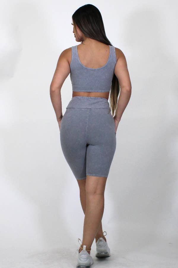 Junie – Großhandel Loungewear-Set – Damen – Mineralgewaschenes Tanktop und Biker Short Set45