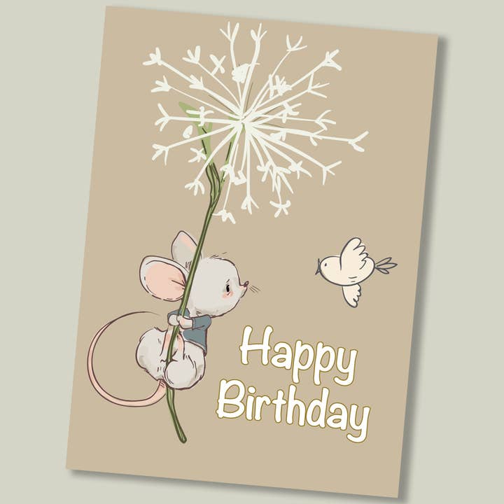 Tarjeta de feliz cumpleaños, ratón volador para venta al por mayor de Footle Publishing