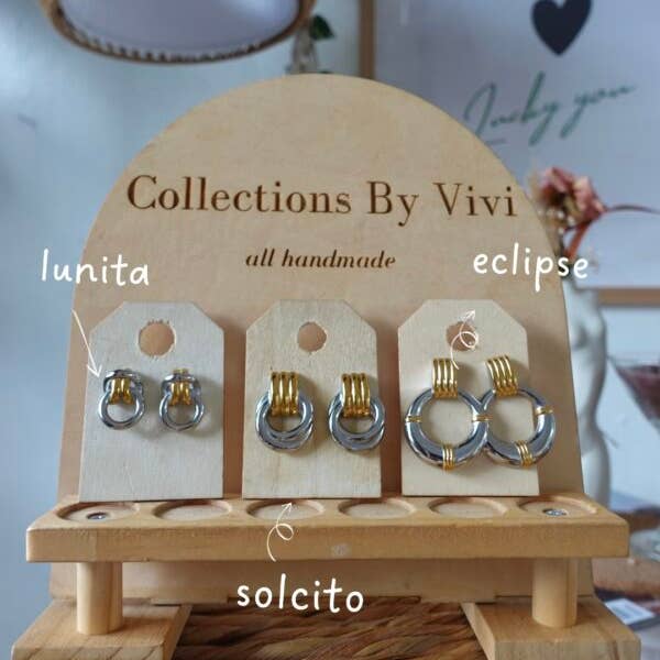 Handmade Mixed Metal Earrings | Gold & Silver Two-Tone Hoop for wholesale by Collections By Vivi