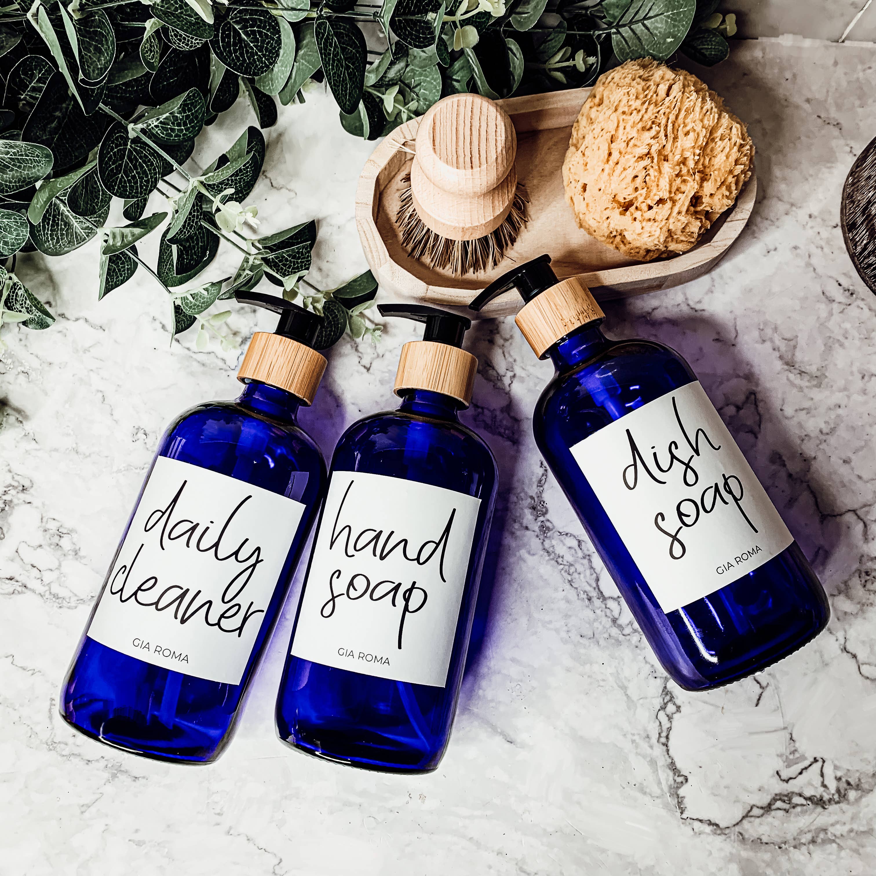 Gia Roma – wholesale Soap dispenser – Refillable Soap Dispensers for Home, 16oz Glass Blue Bottles14