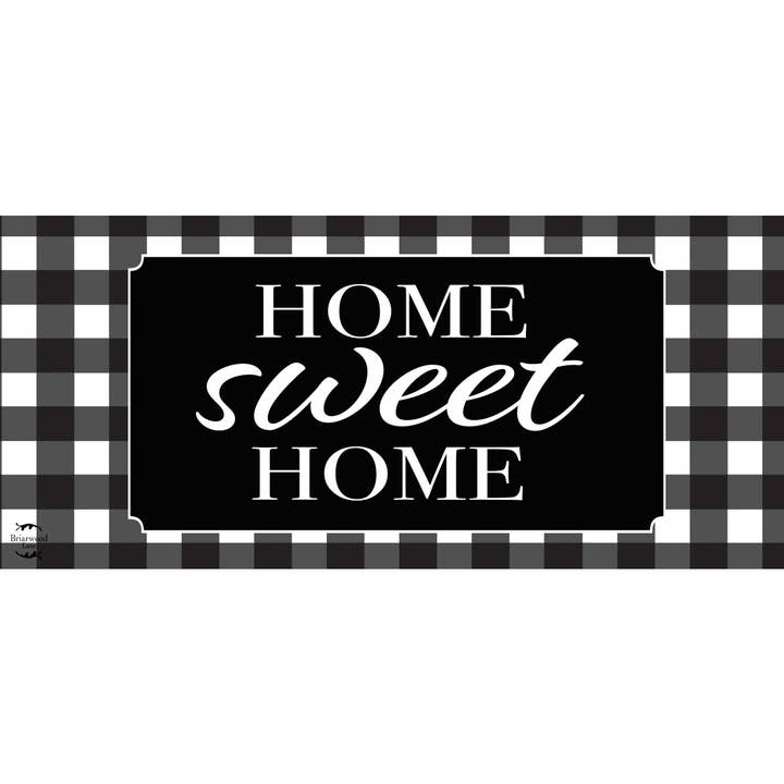 Home Sweet Home Checkers Mini Mat 22" x 10" Indoor Outdoor for wholesale by Briarwood Lane